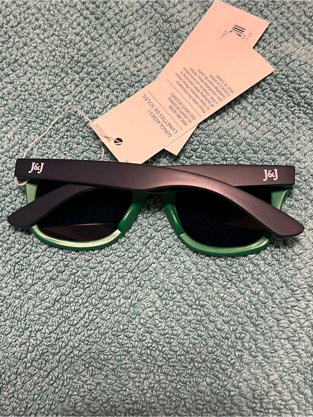 Janie and Jack Kids Rectangular Sunglasses Green Plastic Frame Black Lenses